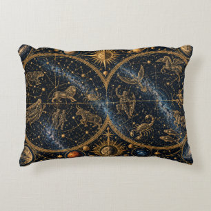 Antieke Gouden Zodiakale Hemelkaart Accent Kussen
