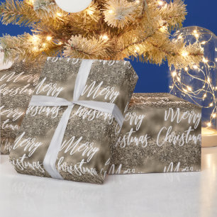 Antieke goudkleurige folie glitters Kerstmis scrip Cadeaupapier