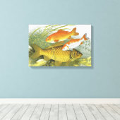 Antieke Goudvis Koi Vis, Zeeleven in de Zee Canvas Afdruk (Insitu (Houten vloer))