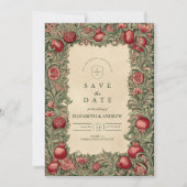 Antieke Granaatappel Tuin Bruiloft Save The Date (Voorkant)
