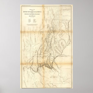 Antieke Grand Canon kaart 1883 Poster