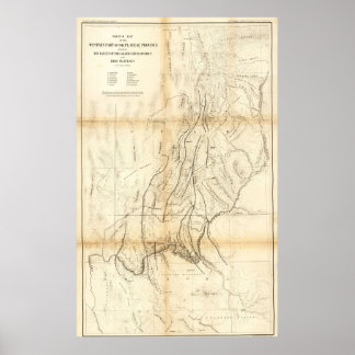 Antieke Grand Canon kaart 1883 Poster