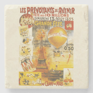 Antieke Grand Fete Fair Paris Poster Stenen Onderzetter