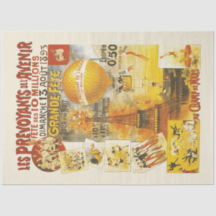 Antieke Grand Fete Fair Paris Poster Tissuepapier