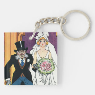 Antieke Grappige Huwelijk, Mei December Romantiek Sleutelhanger