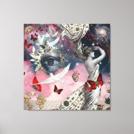 Antieke graveer-surrealistische Dadaïstische colla Canvas Afdruk
