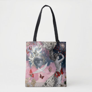 Antieke graveer-surrealistische Dadaïstische colla Tote Bag