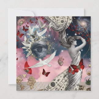Antieke Graveerkunst Surrealistische Dadaïsme Coll Kaart