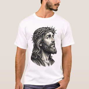 Antieke Gravure Doornenkroon Portret Ontwerp_ T-shirt