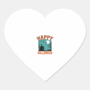 Antieke Gravure Gelukkig Halloween Spokenhuis Ont Hart Sticker