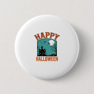 Antieke Gravure Gelukkig Halloween Spokenhuis Ont Ronde Button 5,7 Cm