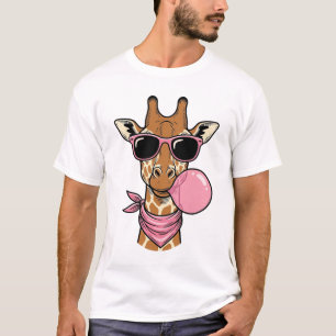 Antieke Gravure Giraffe Bubblekauwgom Vectorontwer T-shirt