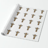 Antieke Gravure Giraffe Vector Kunst Design_1 Cadeaupapier (Uitgerold)