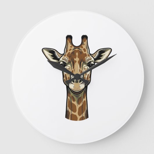 Antieke Gravure Giraffe Vector Kunst Design_1 Grote Klok (Voorkant)