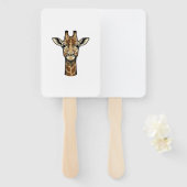 Antieke Gravure Giraffe Vector Kunst Design_1 Handwaaier (Voorkant en achterkant)