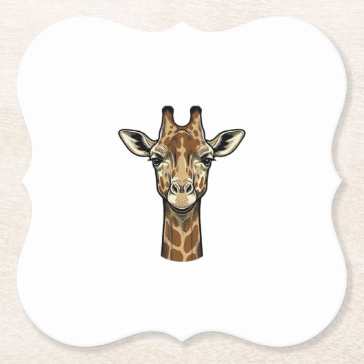 Antieke Gravure Giraffe Vector Kunst Design_1 Kartonnen Onderzetters (Voorkant)