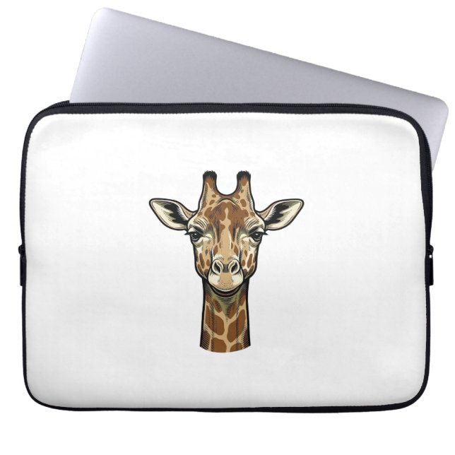Antieke Gravure Giraffe Vector Kunst Design_1 Laptop Sleeve (Voorkant)