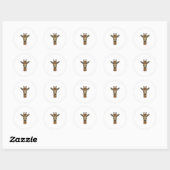 Antieke Gravure Giraffe Vector Kunst Design_1 Ronde Sticker (Vel)