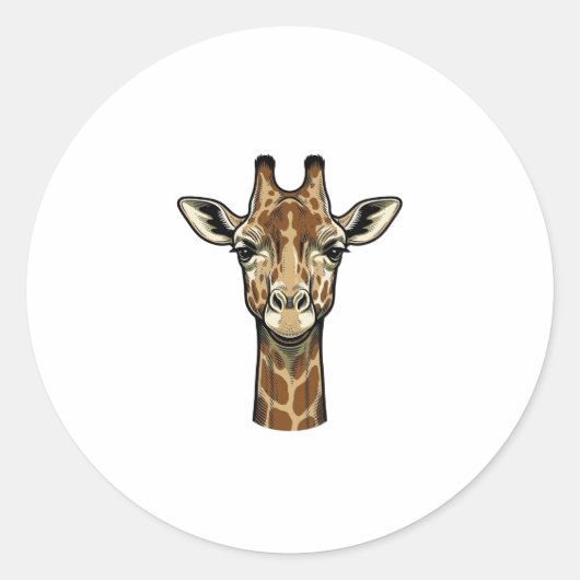 Antieke Gravure Giraffe Vector Kunst Design_1 Ronde Sticker (Voorkant)