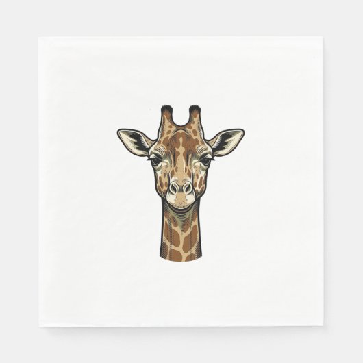 Antieke Gravure Giraffe Vector Kunst Design_1 Servet (Voorkant)