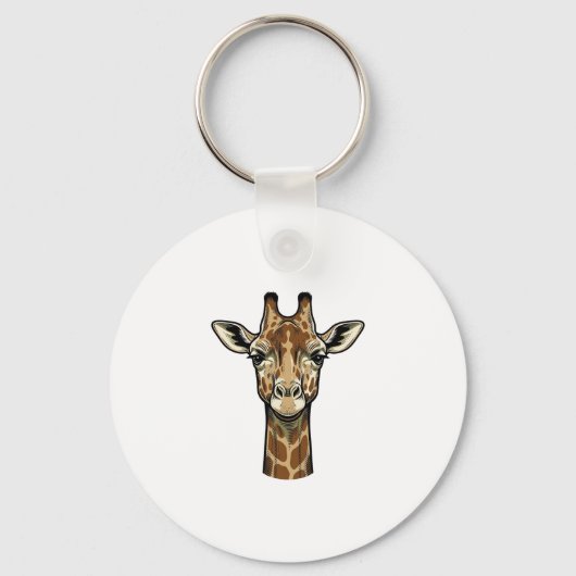 Antieke Gravure Giraffe Vector Kunst Design_1 Sleutelhanger (Voorkant)