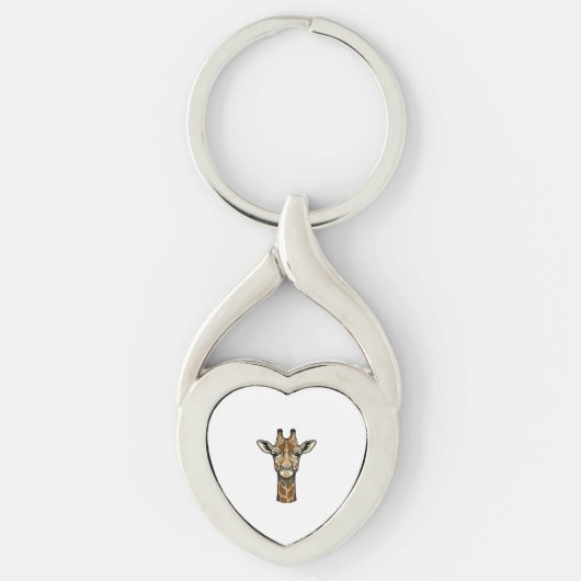 Antieke Gravure Giraffe Vector Kunst Design_1 Sleutelhanger (Voorkant)