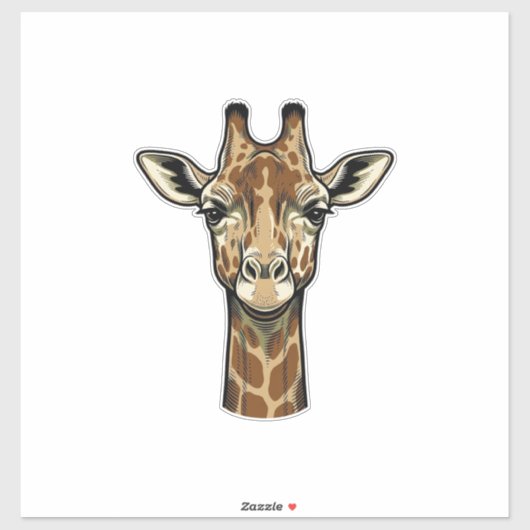 Antieke Gravure Giraffe Vector Kunst Design_1 Sticker (Vel)