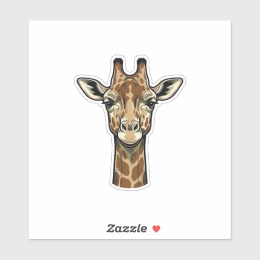 Antieke Gravure Giraffe Vector Kunst Design_1 Sticker (Vel)