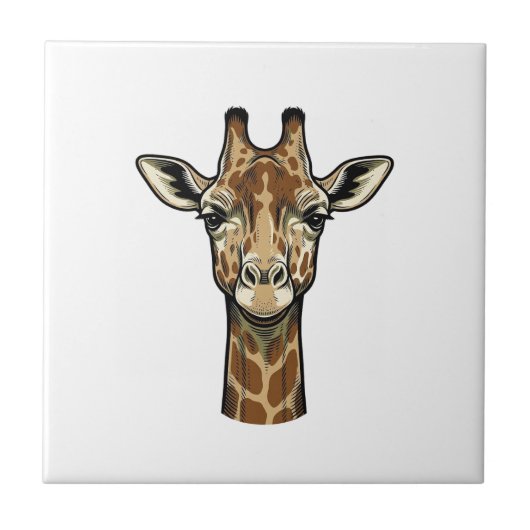 Antieke Gravure Giraffe Vector Kunst Design_1 Tegeltje (Voorkant)