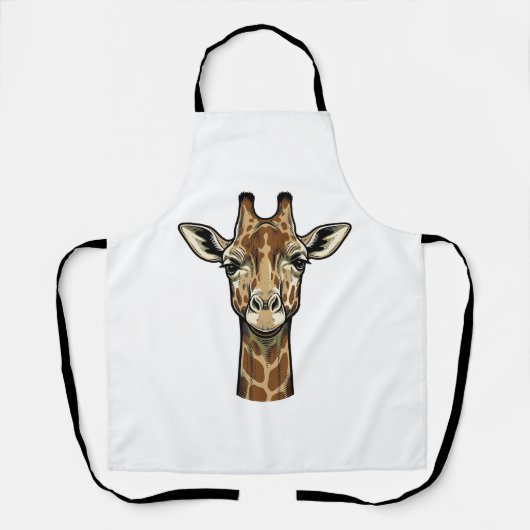 Antieke Gravure Giraffe Vector Kunst Ontwerp_1 Schort (Voorkant)