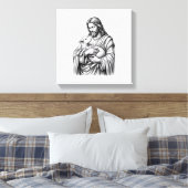 Antieke Gravure Herder Die Lam Vasthoudt Vector De Canvas Afdruk (Insitu (Slaapkamer))