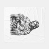 Antieke Gravure Herder Die Lam Vasthoudt Vector De Fleece Deken (Voorkant (Horizontaal))