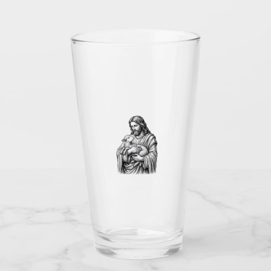 Antieke Gravure Herder Die Lam Vasthoudt Vector De Glas (Voorkant)