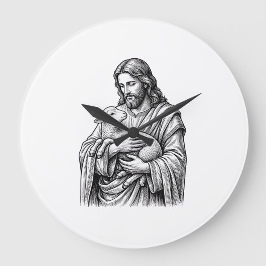 Antieke Gravure Herder Die Lam Vasthoudt Vector De Grote Klok (Voorkant)