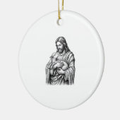Antieke Gravure Herder Die Lam Vasthoudt Vector De Keramisch Ornament (Links)