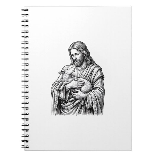 Antieke Gravure Herder Die Lam Vasthoudt Vector De Notitieboek (Voorkant)