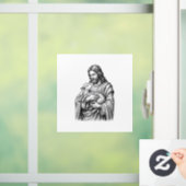 Antieke Gravure Herder Die Lam Vasthoudt Vector De Raamsticker (Huis)