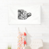 Antieke Gravure Herder Die Lam Vasthoudt Vector De Spandoek (Insitu)