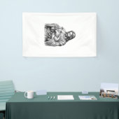 Antieke Gravure Herder Die Lam Vasthoudt Vector De Spandoek (Beurs)