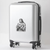 Antieke Gravure Herder Die Lam Vasthoudt Vector De Sticker (Koffer)