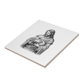 Antieke Gravure Herder met Lam Vector Des Tegeltje (Zijkant)