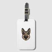 Antieke Gravure HerderHond Vector Design_1 Bagagelabel (Voorkant (verticaal))