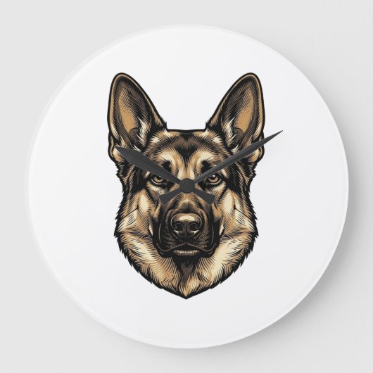 Antieke Gravure HerderHond Vector Design_1 Grote Klok (Voorkant)