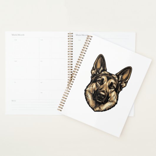 Antieke Gravure HerderHond Vector Design_1 Planner (Display)