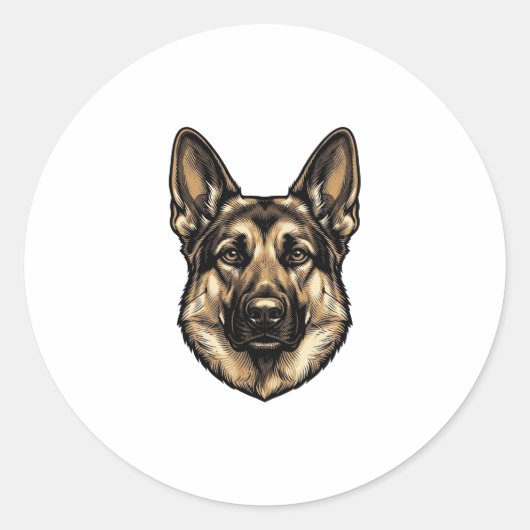 Antieke Gravure HerderHond Vector Design_1 Ronde Sticker (Voorkant)