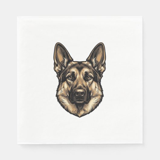 Antieke Gravure HerderHond Vector Design_1 Servet (Voorkant)