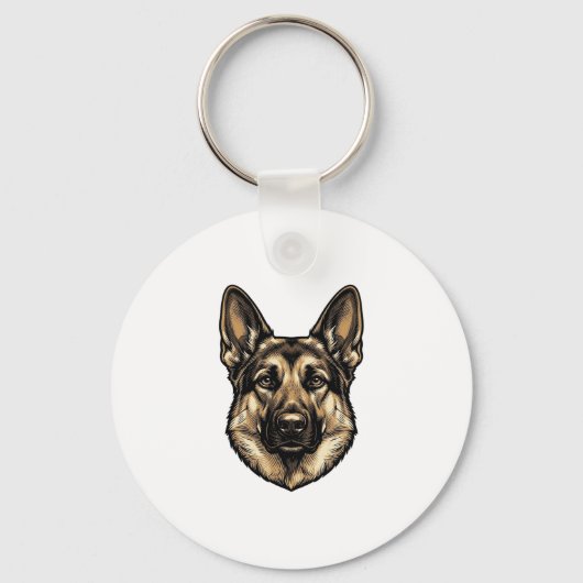 Antieke Gravure HerderHond Vector Design_1 Sleutelhanger (Voorkant)