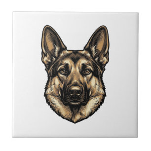 Antieke Gravure HerderHond Vector Design_1 Tegeltje