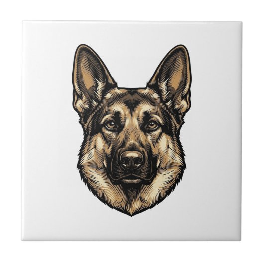 Antieke Gravure HerderHond Vector Design_1 Tegeltje (Voorkant)