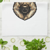 Antieke Gravure HerderHond Vector Design_1 Theedoek (Gevouwen)